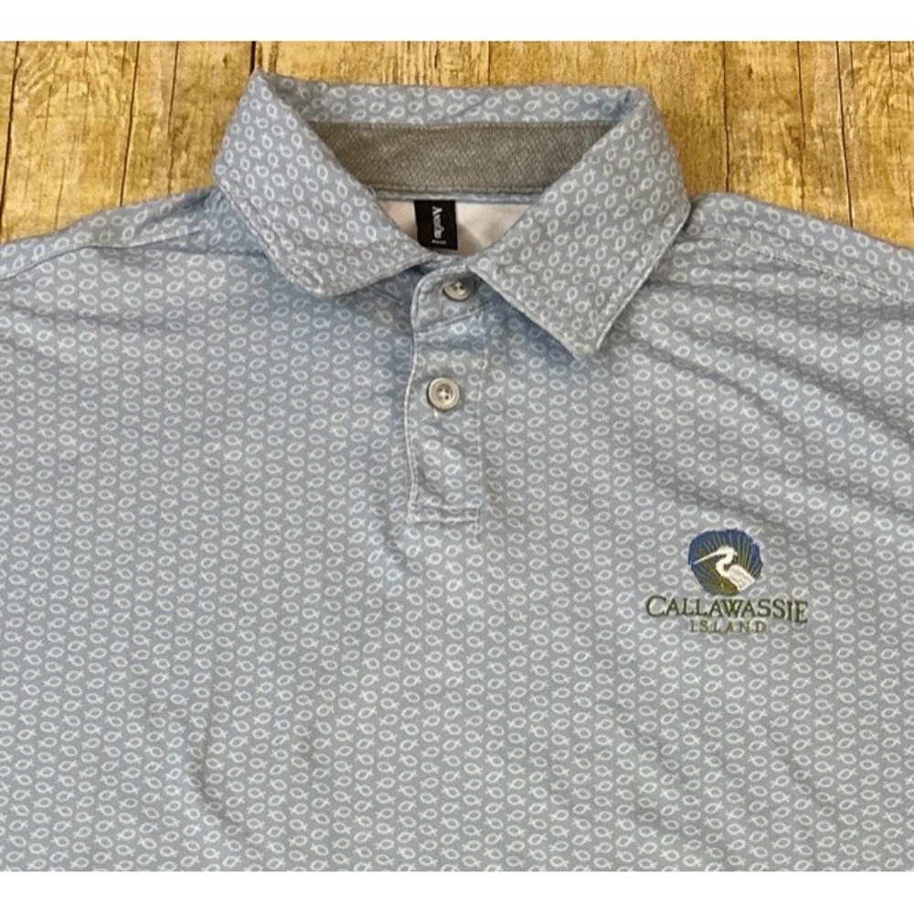 Anderson Ord Golf Shirt Polo Shirt Small Callawassie Island Golf All Over Fish
